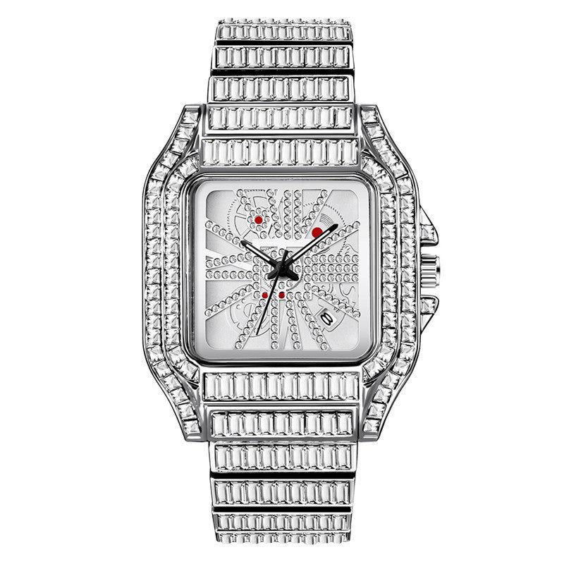 Iced Out Large Emeralds Watch