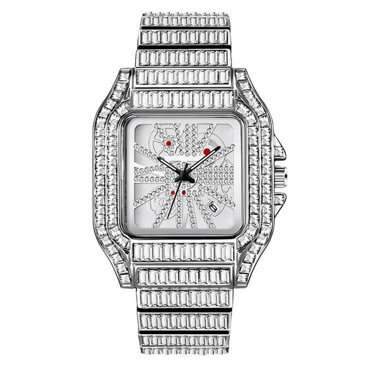 Iced Out Large Emeralds Watch