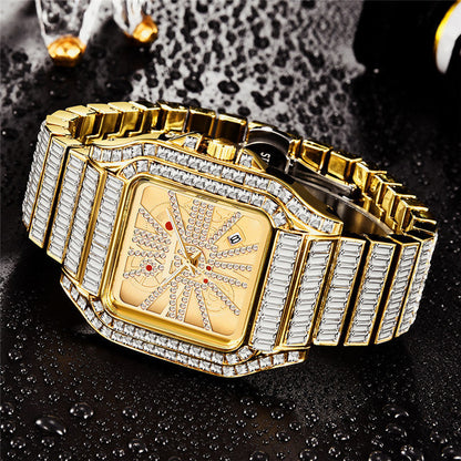 Iced Out Large Emeralds Watch