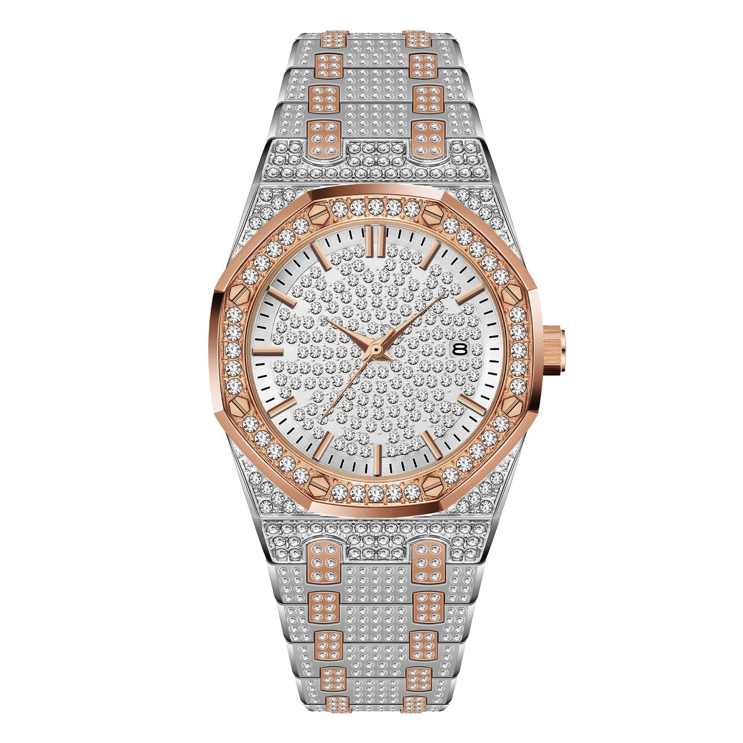Iced Out Octagon Bolt Watch