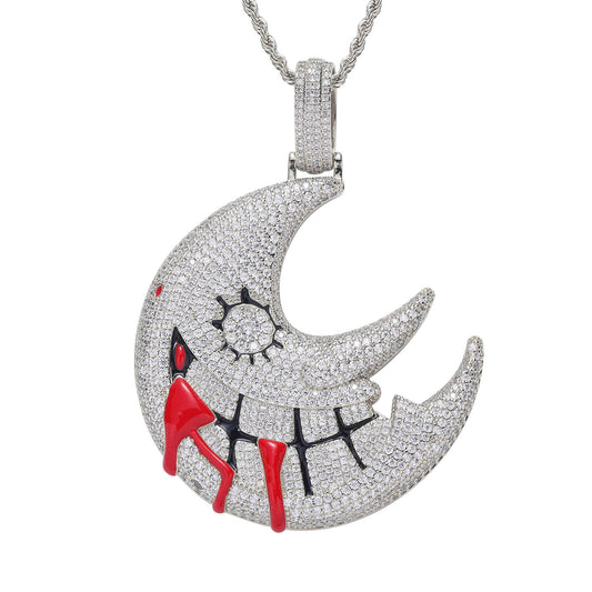 Iced Out Trippie Red Moon Pendant - DATNEWDRIP