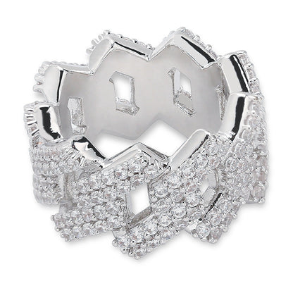 Iced Out Cuban Link Shard Ring - DATNEWDRIP