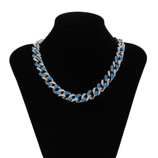Iced Out Half Resin Blue/Orange Chain - DATNEWDRIP