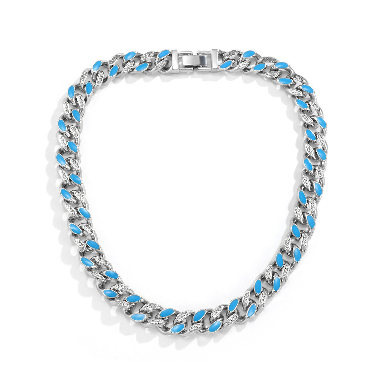 Iced Out Half Resin Blue/Orange Chain - DATNEWDRIP