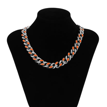 Iced Out Half Resin Blue/Orange Chain - DATNEWDRIP