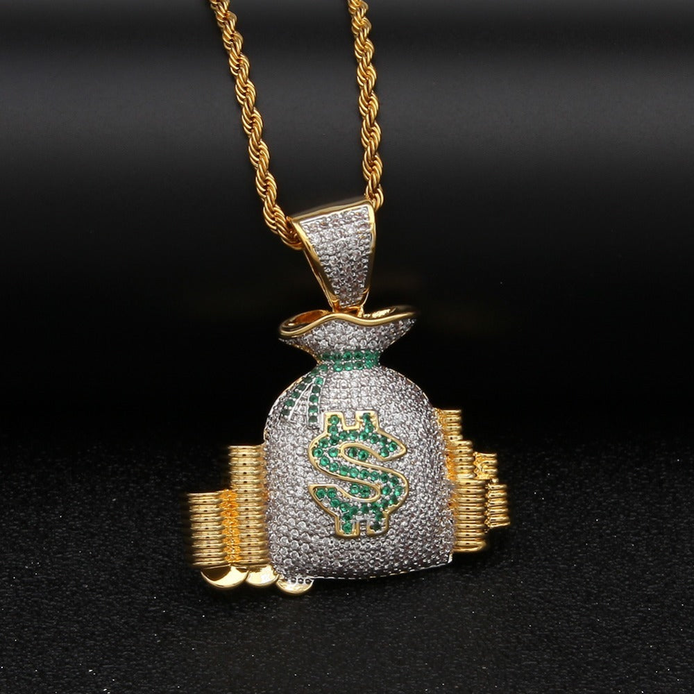 Hip Hop Money Bag & Coins Pendant