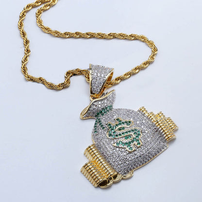 Hip Hop Money Bag & Coins Pendant