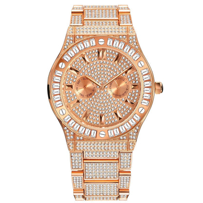 Iced Out Emerald Gem Lined Face Watch