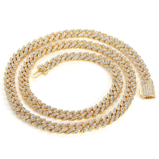 Iced Out 8mm Flap Buckle Single Row Cuban Link Chain - DATNEWDRIP