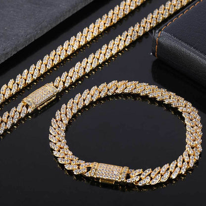 Iced Out 8mm Flap Buckle Single Row Cuban Link Chain - DATNEWDRIP