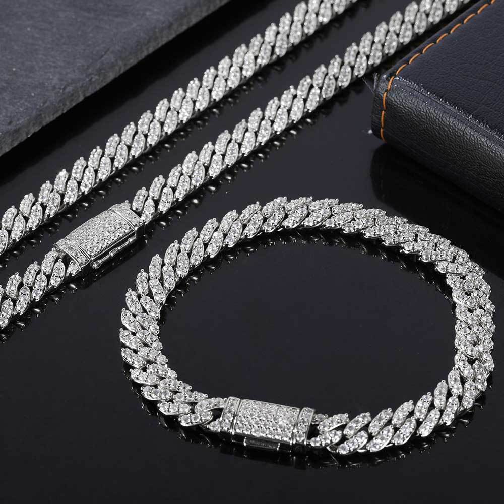 Iced Out 8mm Flap Buckle Single Row Cuban Link Chain - DATNEWDRIP