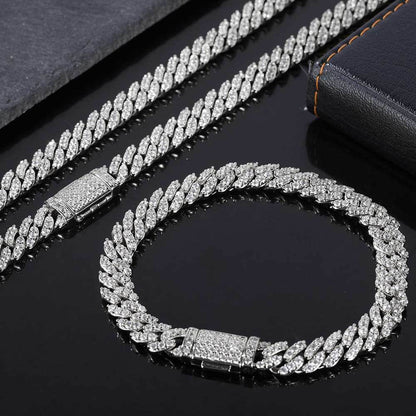 Iced Out 8mm Flap Buckle Single Row Cuban Link Chain - DATNEWDRIP