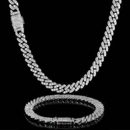 Iced Out 8mm Flap Buckle Single Row Cuban Link Chain - DATNEWDRIP