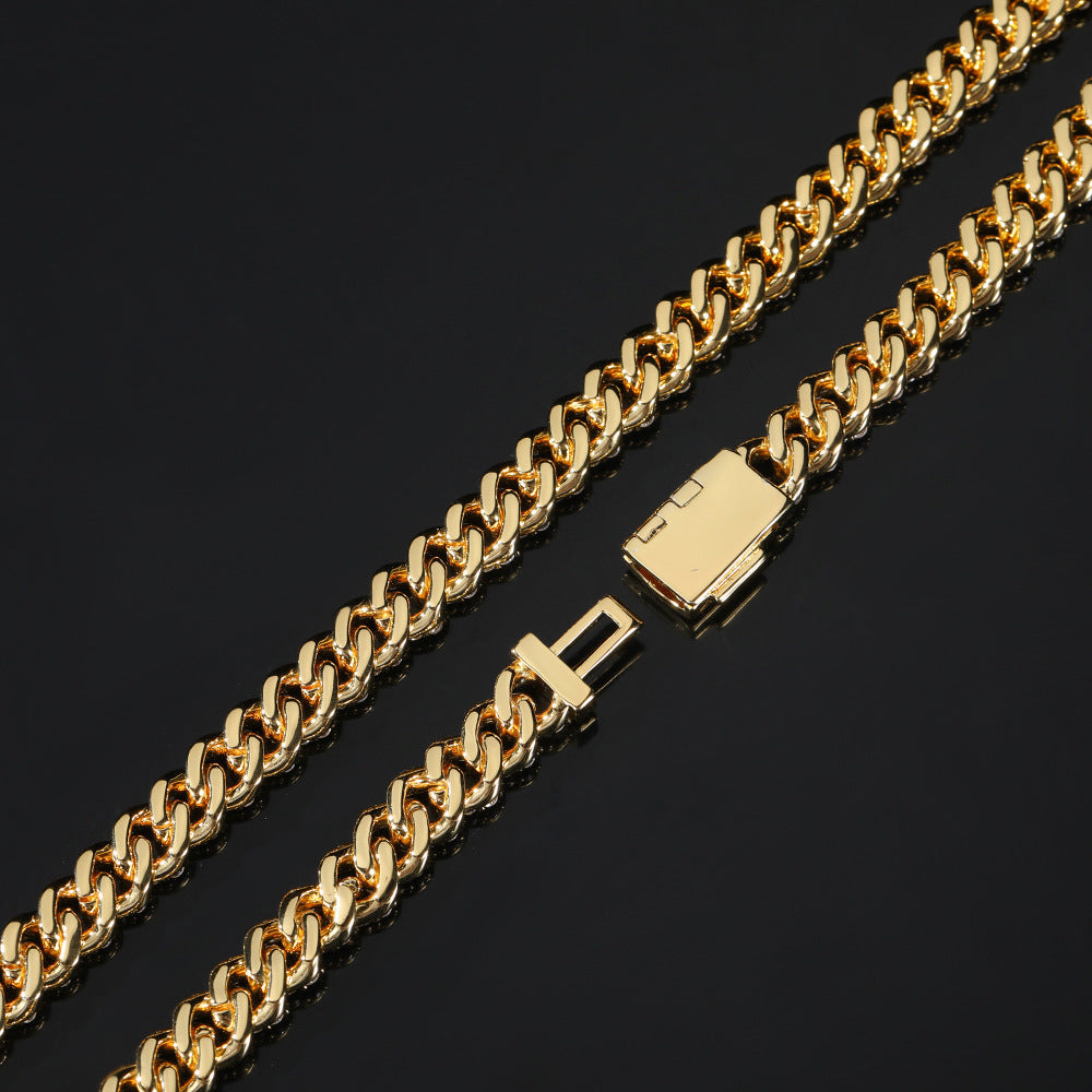 Iced Out 8mm Flap Buckle Single Row Cuban Link Chain - DATNEWDRIP