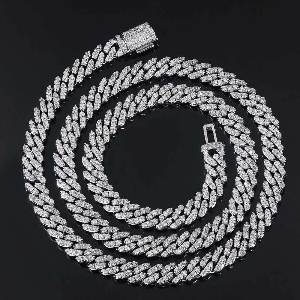 Iced Out 8mm Flap Buckle Single Row Cuban Link Chain - DATNEWDRIP