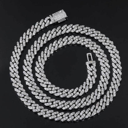 Iced Out 8mm Flap Buckle Single Row Cuban Link Chain - DATNEWDRIP