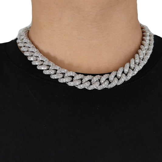 Iced Out 15mm Three Row T Square Cuban Link Chain