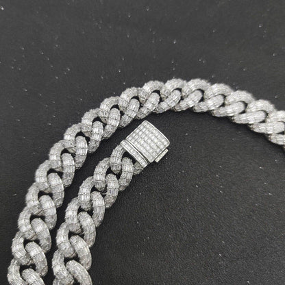 Iced Out 15mm Three Row T Square Cuban Link Chain