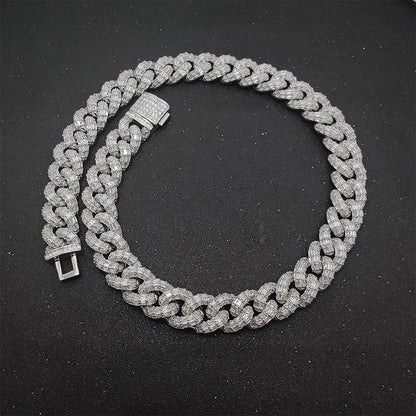 Iced Out 15mm Three Row T Square Cuban Link Chain