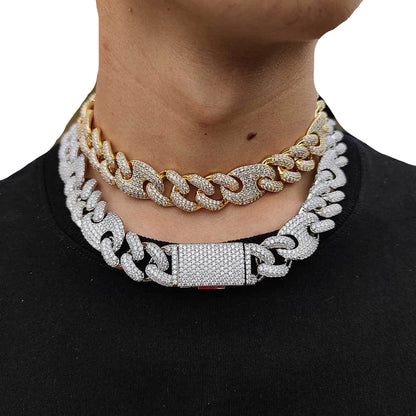 Iced Out 20mm Three To One Pig Nose Bubble Chain Necklace 2