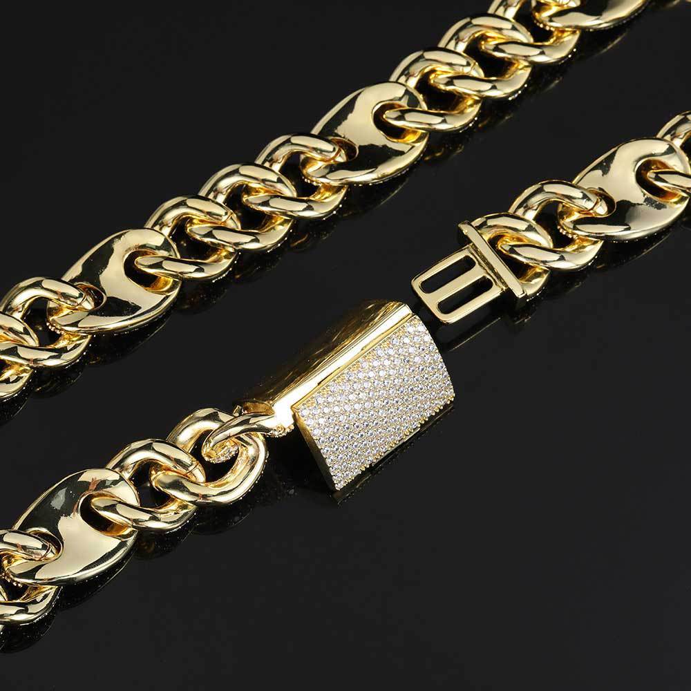 Iced Out 20mm Three To One Pig Nose Bubble Chain Necklace 2