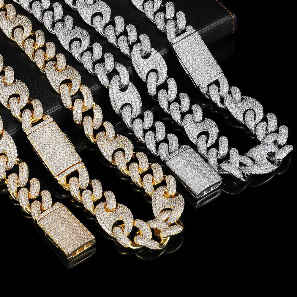 Iced Out 20mm Three To One Pig Nose Bubble Chain Necklace 2