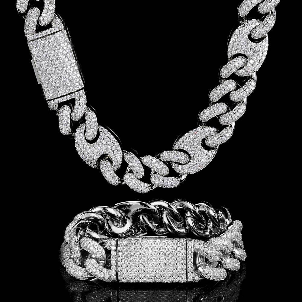 Iced Out 20mm Three To One Pig Nose Bubble Chain Necklace 2