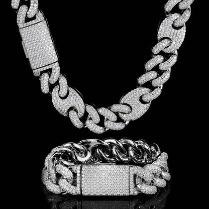Iced Out 20mm Three To One Pig Nose Bubble Chain Necklace 2