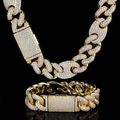Iced Out 20mm Three To One Pig Nose Bubble Chain Necklace 2