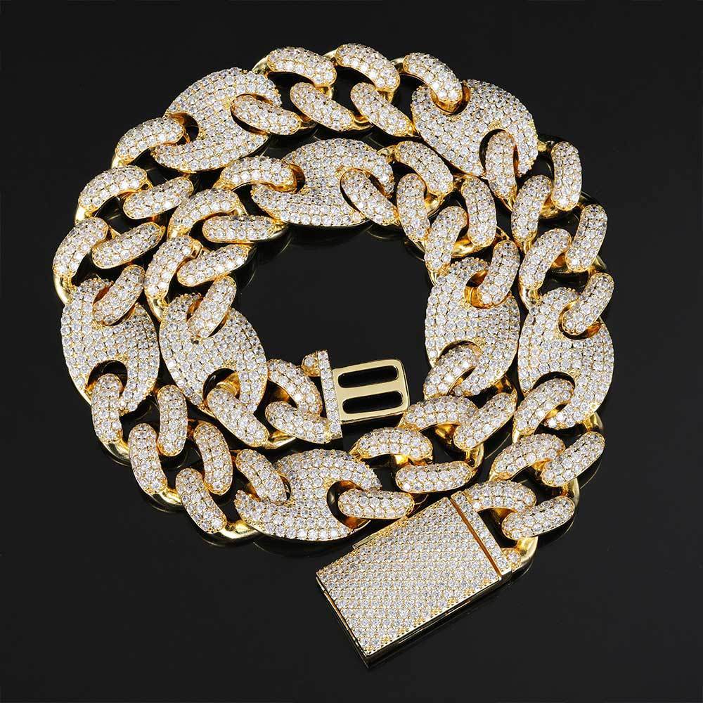 Iced Out 20mm Three To One Pig Nose Bubble Chain Necklace 2