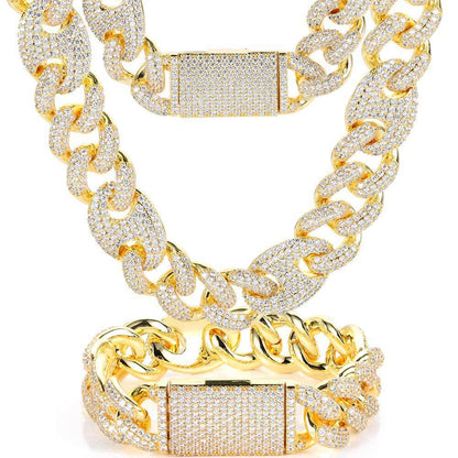 Iced Out 20mm Three To One Pig Nose Bubble Chain Necklace 2
