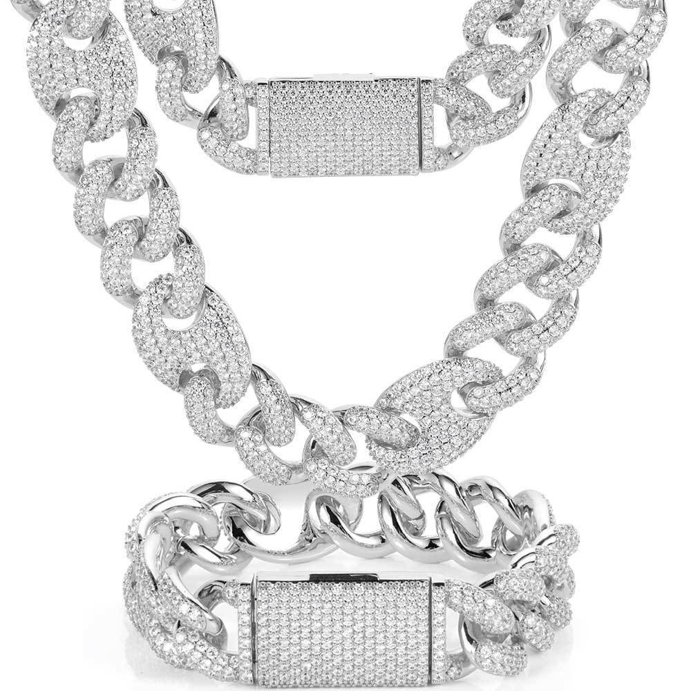 Iced Out 20mm Three To One Pig Nose Bubble Chain Necklace 2