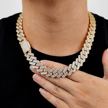 Iced Out 18mm Double Row Cuban Link Chain - DATNEWDRIP