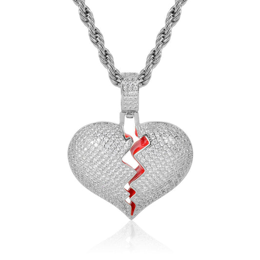 Iced Out Broken Heart Pendant - DATNEWDRIP