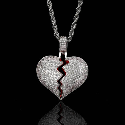 Iced Out Broken Heart Pendant - DATNEWDRIP