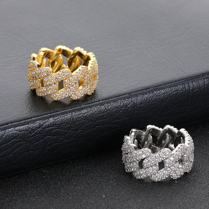 Iced Out 11mm Cuba Link Ring - DATNEWDRIP