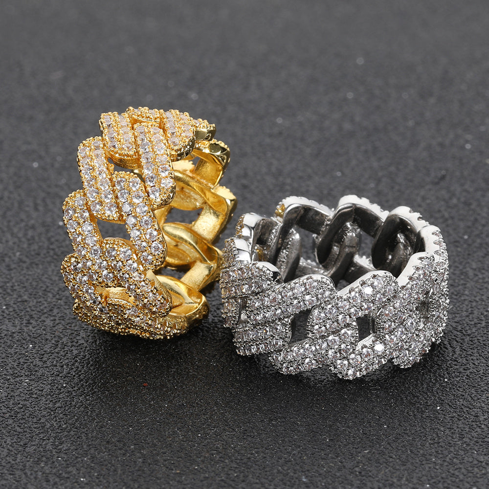 Iced Out 11mm Cuba Link Ring - DATNEWDRIP