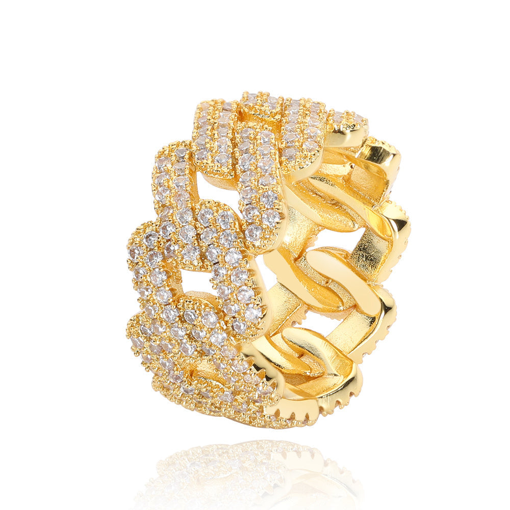 Iced Out 11mm Cuba Link Ring - DATNEWDRIP