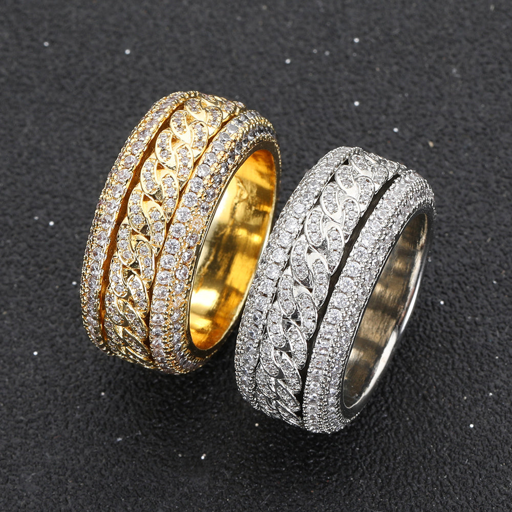 Iced Out Rotatable Cuban Link Ring - DATNEWDRIP