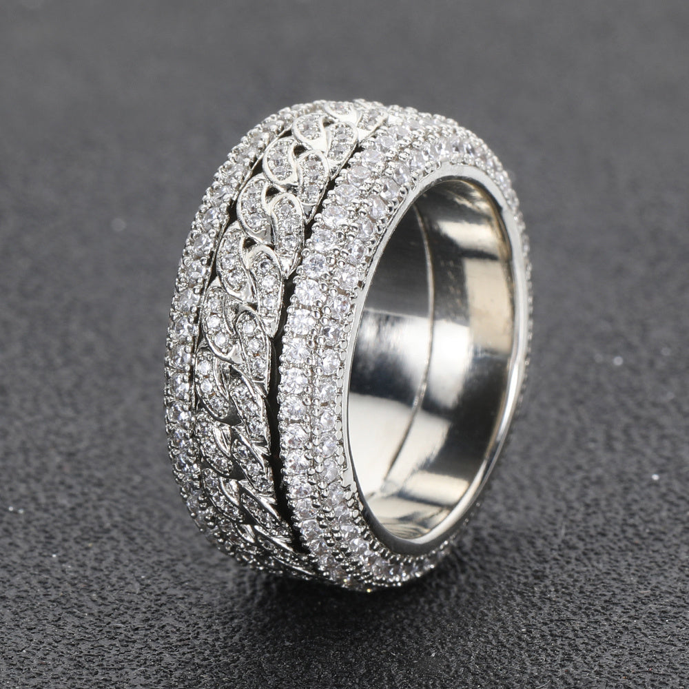 Iced Out Rotatable Cuban Link Ring - DATNEWDRIP