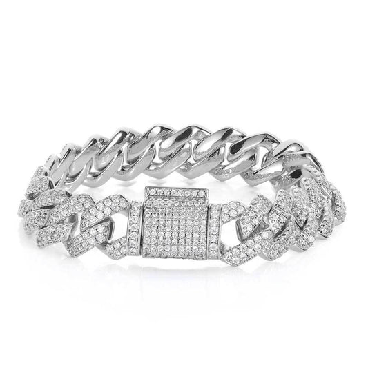 Hip Hop Necklace 14mm Double Row Bar Bracelet - DATNEWDRIP