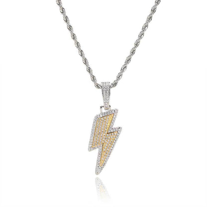 Iced Out Two Tone Bolt Pendant