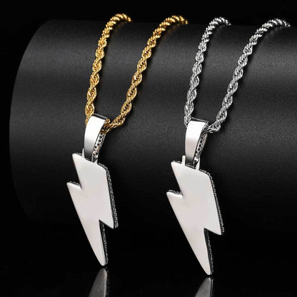 Iced Out Two Tone Bolt Pendant