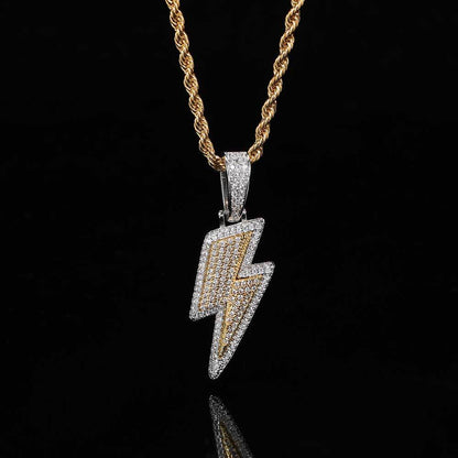 Iced Out Two Tone Bolt Pendant