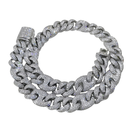 Iced Out 15mm Three To One Pig Nose Bubble Chain Necklace 2