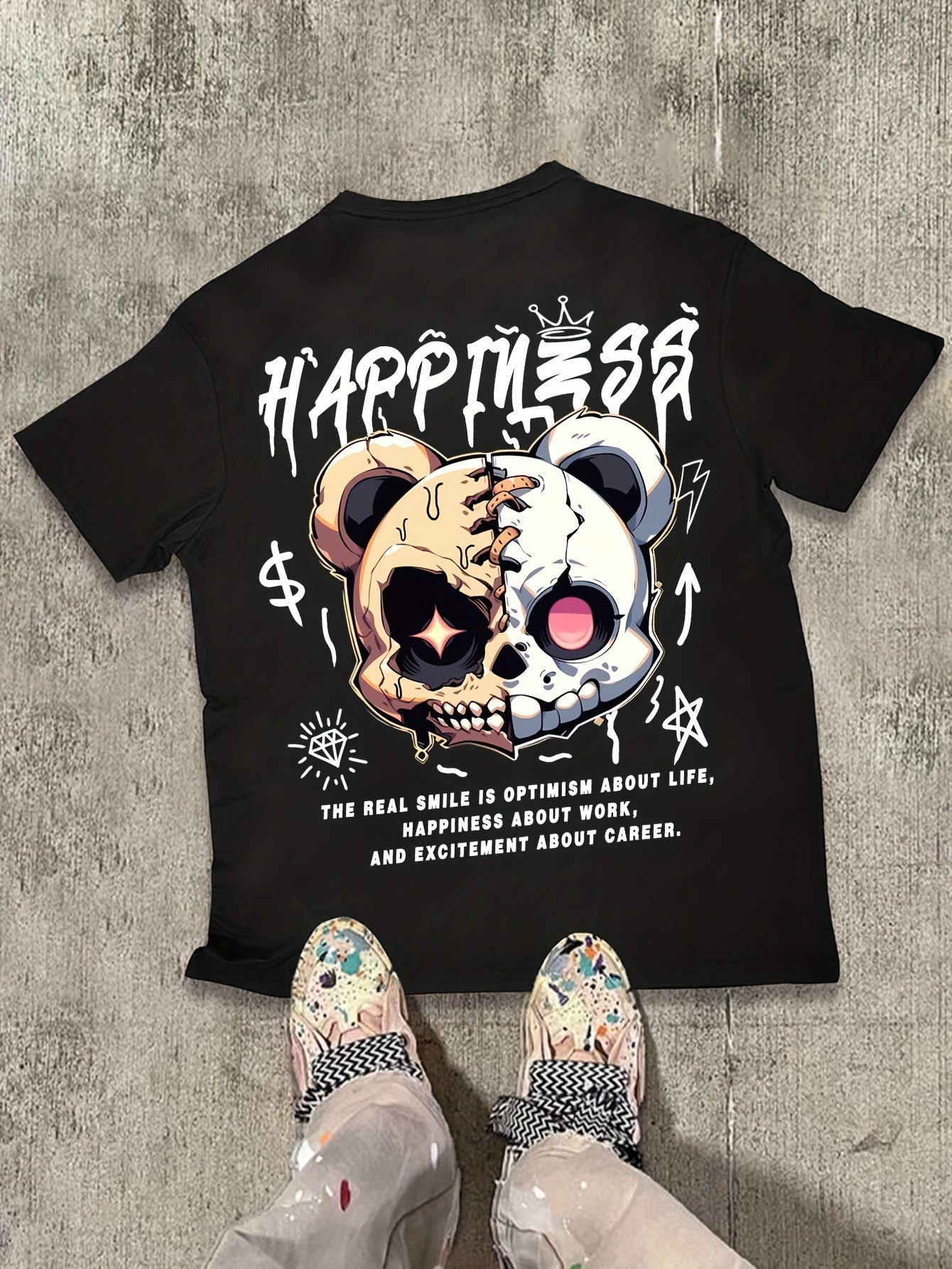 Happiness Patched Bear T-Shirt - Mens - DATNEWDRIP