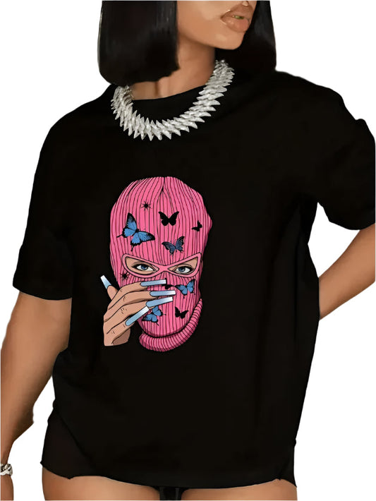 Pink Ski Mask T-Shirt - Womens - DATNEWDRIP