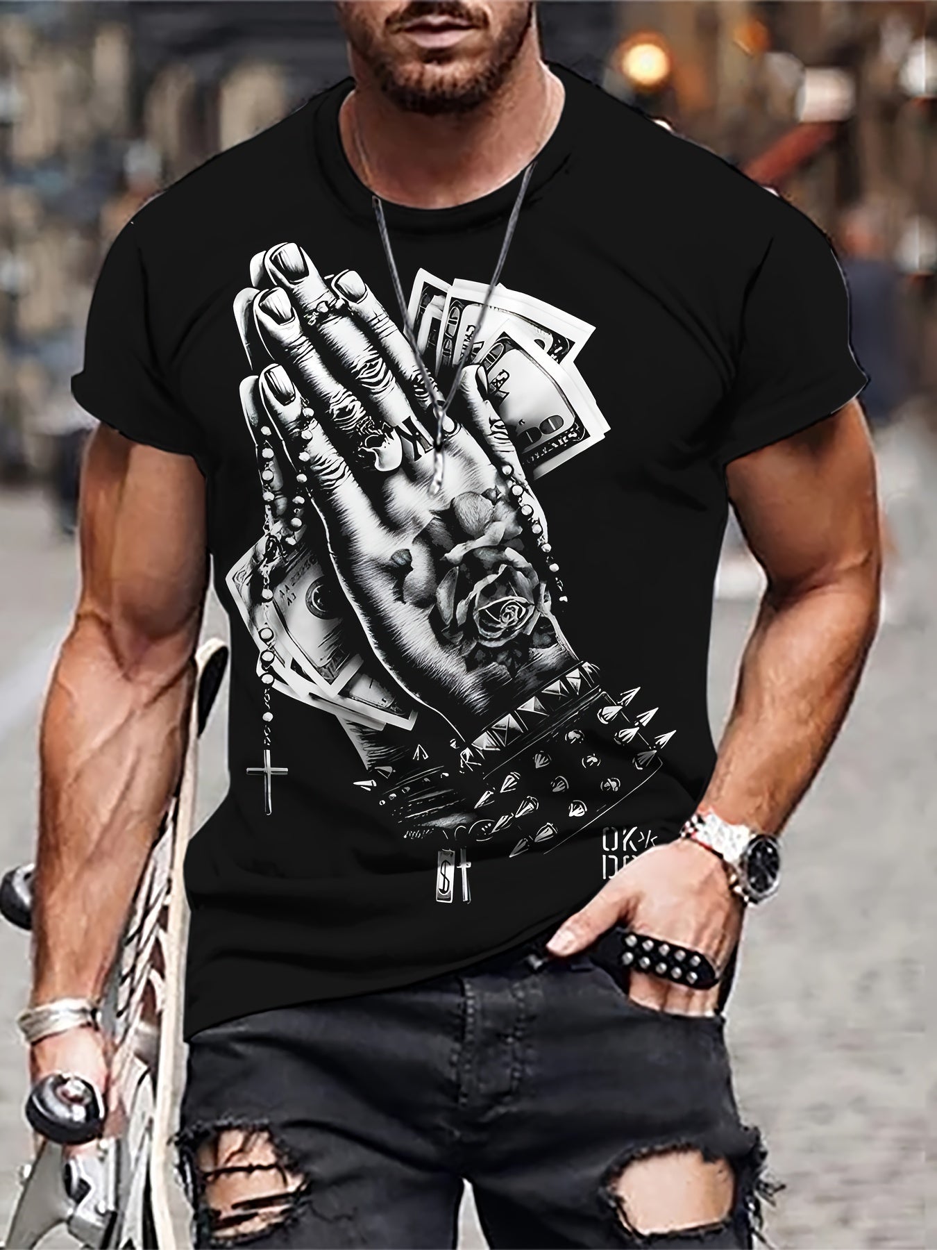 Praying Money Hands T-Shirt - mens - DATNEWDRIP