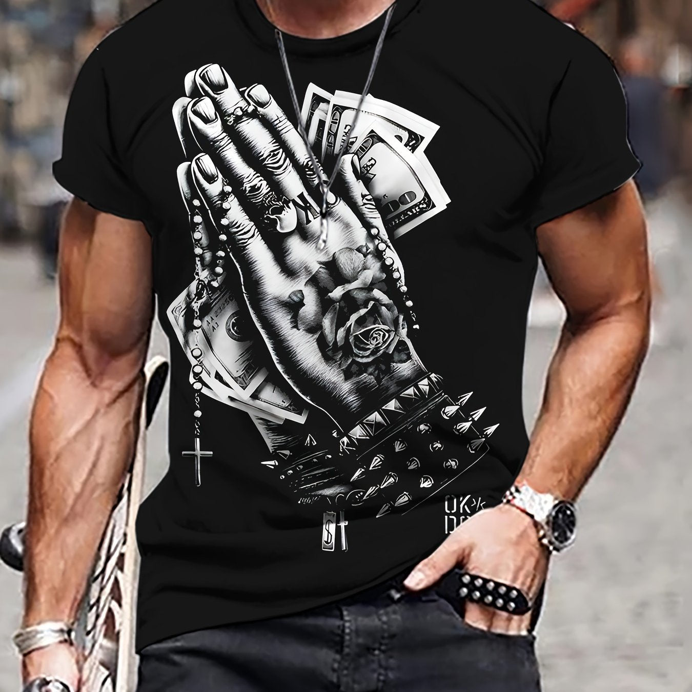 Praying Money Hands T-Shirt - mens - DATNEWDRIP