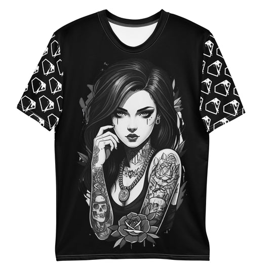 DatNewDrip Pin Up Girl Graphic T-Shirt featuring a striking tattooed woman design